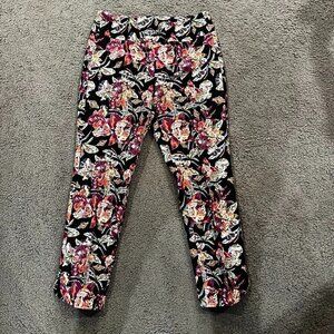 Soft Surroundings Pull On Floral Cropped scalloped hem pants capris NWOT Sz PM